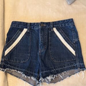 Free People Dark Blue Jean Shorts with Lace Accents